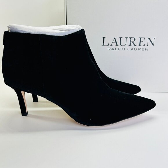 Lauren Ralph Lauren Lizie Velvet Ankle Boot Size 11B Suede Leather Black - Picture 2 of 16